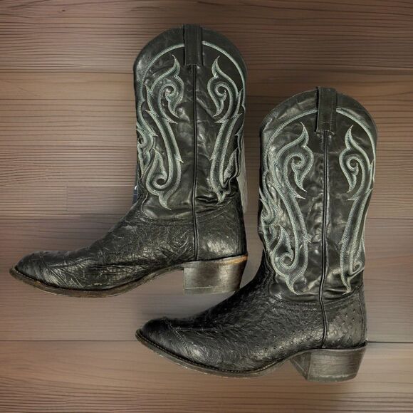 Vintage Exotic Tony Lama El Rey Genuine Ostrich Western Cowboy  Boots Men’s 9 D